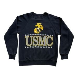 Vtg 80’s/90’s Black USMC Made In USA Raglan Graphic Sweatshirt M